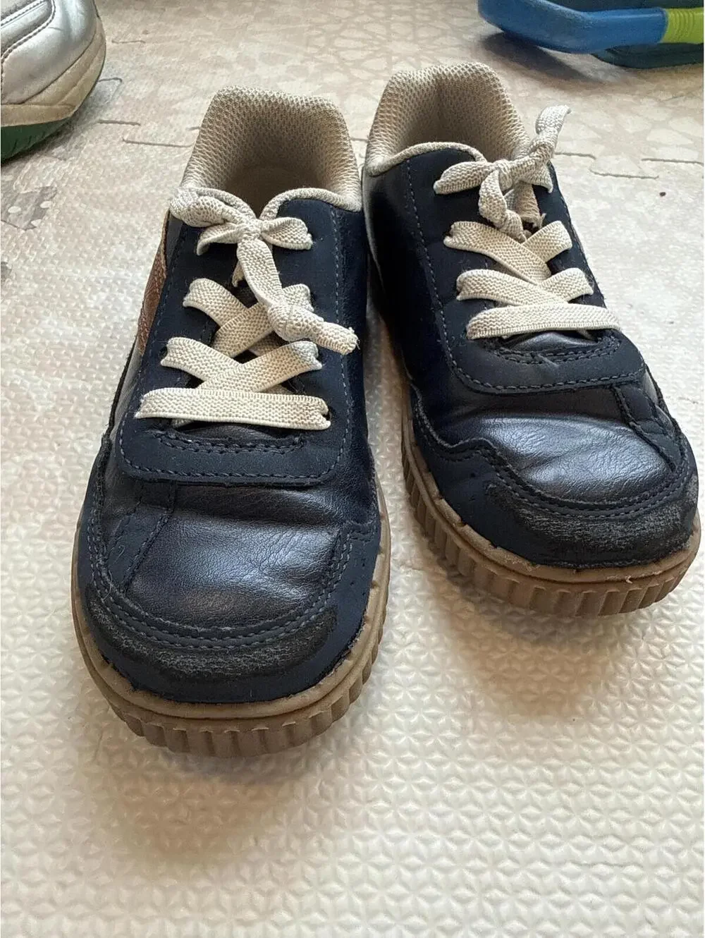 OshKosh B'gosh Boys' Navy and Brown Casual Sneakers
